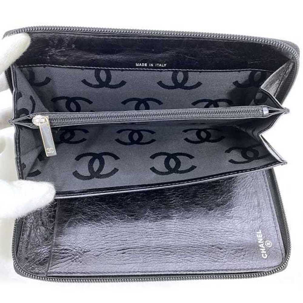 CHANEL Authentic Black Leather Logo Wallet - Picture 7 of 11